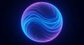 A glowing, spherical object with swirling patterns in shades of purple and blue. The
