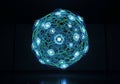 A glowing, spherical structure composed of interconnected Royalty Free Stock Photo