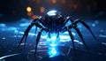 Glowing spider on digital circuit board Royalty Free Stock Photo