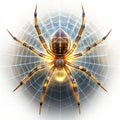 Floating glowing spider with transparent web
