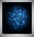 Glowing spider web on a dark background Royalty Free Stock Photo