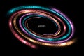 Glowing spiral with bright flashes. Swirl light effect. Dynamic ellipse.