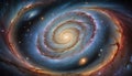 Glowing spiral galaxy in deep space. Royalty Free Stock Photo