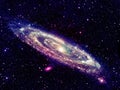 Glowing spiral galaxy in space