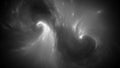 Glowing spiral nebula in space black and white