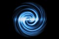 Glowing spiral tunnel with light blue cloud on black background Royalty Free Stock Photo