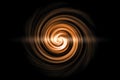 Glowing spiral tunnel with light orange cloud on black background
