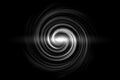 Glowing spiral tunnel with white cloud on black background