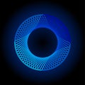 Glowing spirograph. Circle soundwave. Minimal line pattern. Ordered waves. Cosmic waveform. Blue energy abstraction. Vector