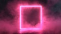 A glowing square frame with pulsating neon pink light, pic