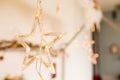A glowing star with lights. a beautiful decoration for Christmas. New Year decor elements