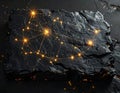 A glowing star map drawn on black stone Royalty Free Stock Photo