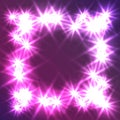 Glowing Star square frame. Design of a celebratory banner or postcard. It can be used as an effect in the photo. Royalty Free Stock Photo