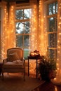 glowing string lights creating a warm holiday ambiance