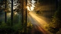 Glowing Sunlight In A Forest: Capturing The Essence Of Nature Royalty Free Stock Photo