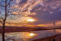 Glowing Sunrise Sky Reflecting In A Park Lake