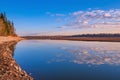 Glowing Sunrise Sky Reflecting In A Park Lake Royalty Free Stock Photo