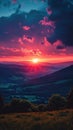 glowing sunset at the brecon beacons landscape Royalty Free Stock Photo