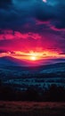 glowing sunset at the brecon beacons landscape Royalty Free Stock Photo