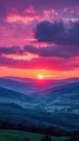 glowing sunset at the brecon beacons landscape Royalty Free Stock Photo