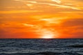 Glowing sunset over Lake Michigan horizon Royalty Free Stock Photo