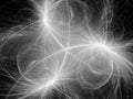 Glowing symmetric neon trajectories in space black and white
