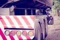 Glowing tail lights of parked truck Royalty Free Stock Photo