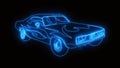 Blue Burning Muscle Car Animated Logo Element with Reveal Effect
