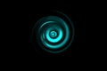 Glowing teal vortex with light ring on black backdrop, abstract background