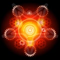 Glowing Techno Pentagram with gears Royalty Free Stock Photo