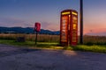 Glowing Telephone Box and post box near Malvern Hills Royalty Free Stock Photo