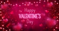 Glowing text for Happy Valentine`s Day greeting card. Cute love banner for 14 February. Royalty Free Stock Photo