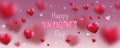 Glowing text for Happy Valentines Day greeting card. Cute love banner for 14 February.