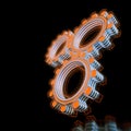 Glowing three digital gears