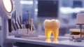 Glowing tooth model in modern dental office showcasing innovation in dentistry Royalty Free Stock Photo
