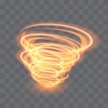 A glowing tornado. Rotating wind. Beautiful wind effect. Isolated on a transparent background. Vector illustration