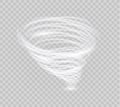 A glowing tornado. Rotating wind. Beautiful wind effect. Isolated on a transparent background. Vector illustration