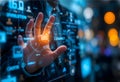 Glowing Touchscreen Interaction Representing Next-Gen Technology and Innovation.