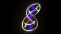 Glowing transparent knot infinity sign rotates in a cycle 3d Royalty Free Stock Photo