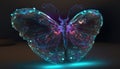 Glowing transparent multicolored fantastic butterfly. AI generative illustration