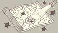 Glowing treasure map scroll, mystical adventure, ancient secrets, vector design Generative AI Royalty Free Stock Photo