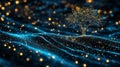 Glowing Tree on Abstract Digital Landscape, Artificial Intelligence, Big Data, Technology Background Royalty Free Stock Photo