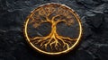 Glowing Tree of Life Carved Into Stone Royalty Free Stock Photo