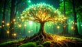 Glowing Tree of Life in a Magical Forest Royalty Free Stock Photo