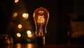 Glowing tungsten filament ignites bright ideas efficiently generated by AI
