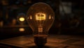 Glowing tungsten filament illuminates bright ideas for innovation and creativity generated by AI