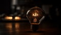 Glowing tungsten filament illuminates old fashioned electric lamp for bright ideas generated by AI