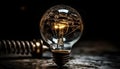 Glowing tungsten filament illuminates old fashioned electric lamp with efficiency generated by AI