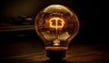 Glowing tungsten filament illuminates old fashioned electric lamp with efficiency generated by AI