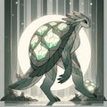 Glowing Turtle with a Geometric Shell in the Forest